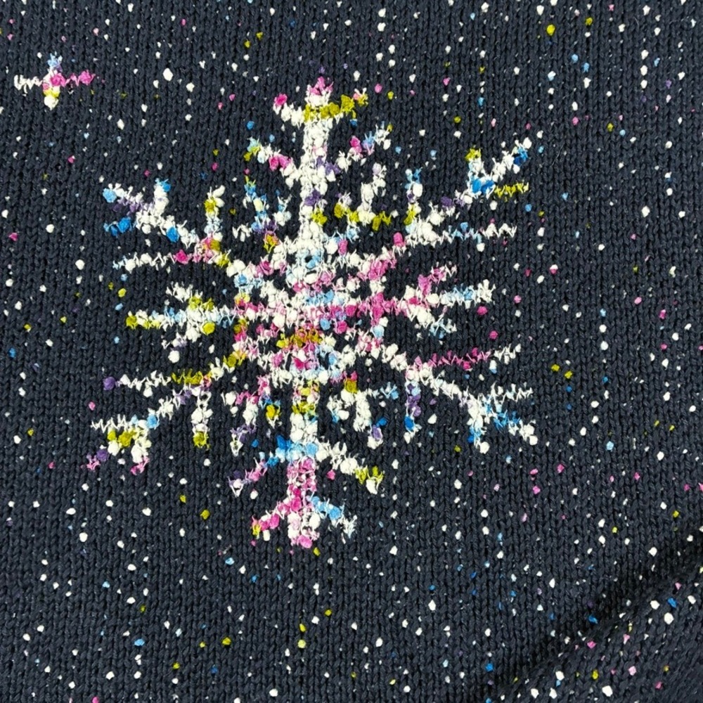 J Jill Snowflake Sweater Women's Size 2X Navy Blue Holiday Christmas Party - Picture 3 of 10